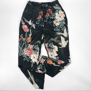 Zara Floral With Birds Silky Feel Trouser Pants